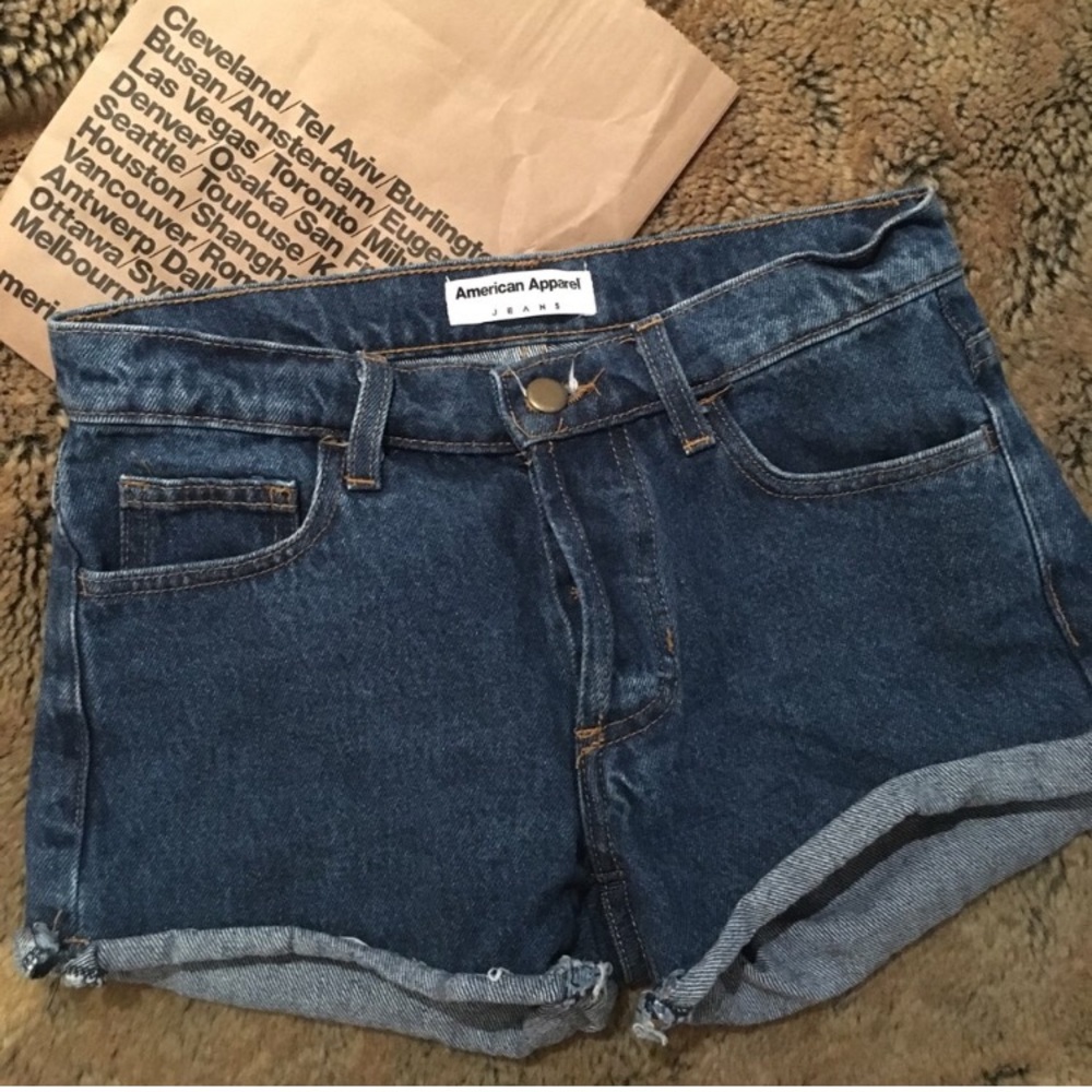 American apparel jean button up shorts