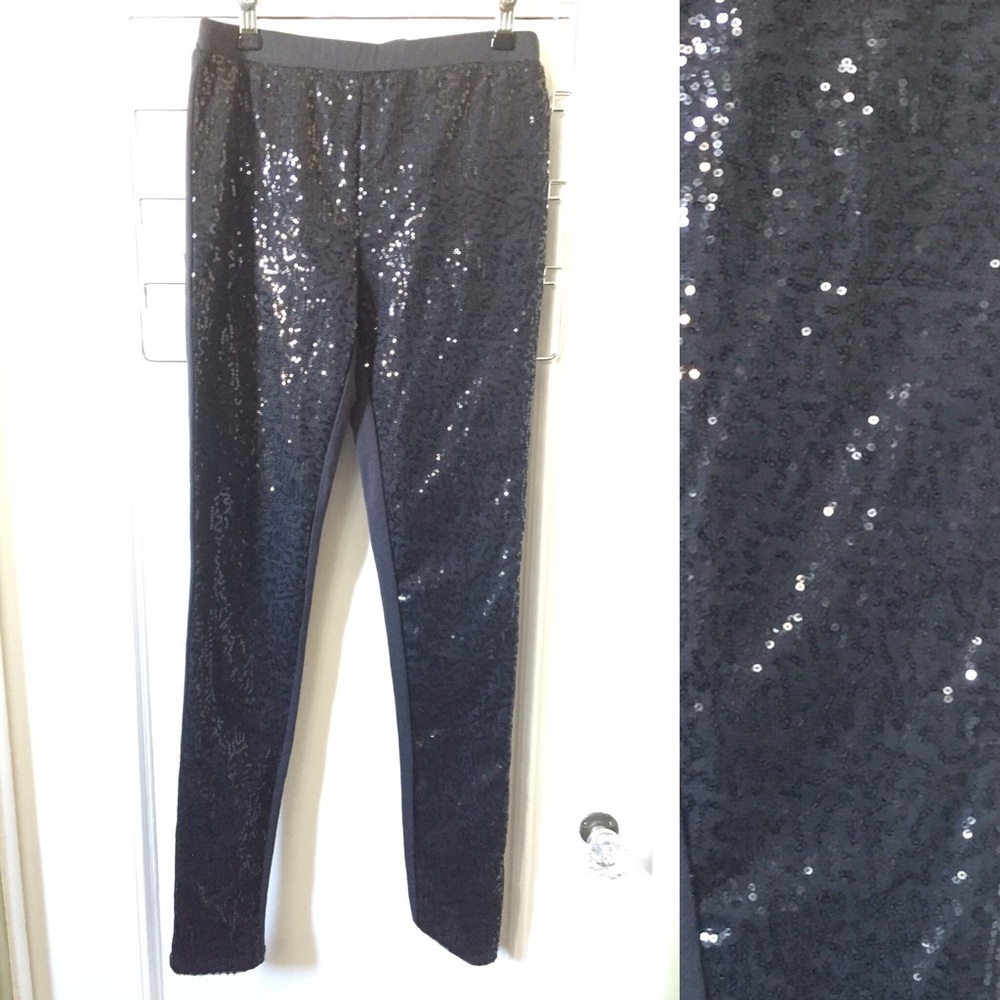 Black Sequin Leggings Dancewear Streetwear NWT