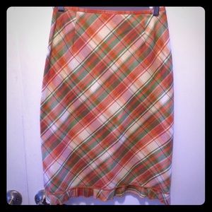 Orange, green, cream plains skirt