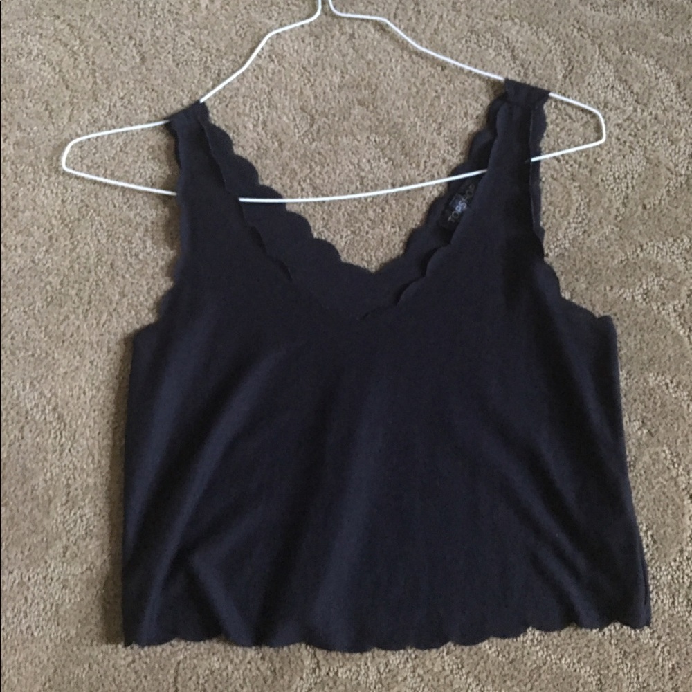 Topshop crop top w/ scalloped neckline