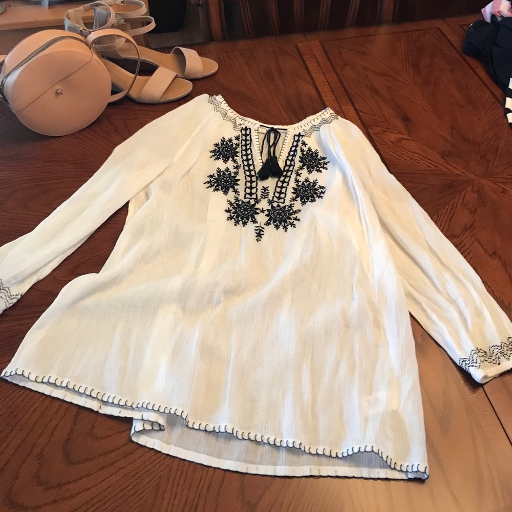 Long Sleeve Cream Blouse