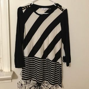 Calvin Klein Black and White Stripe Top