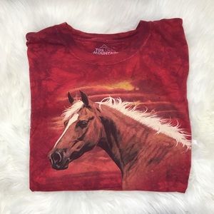 The Mountain Red Tye Dye Horse Hippy T-Shirt