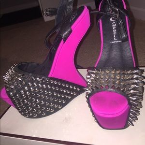 Jeffrey Campbell pink/black Spiked Gravity Heels!!
