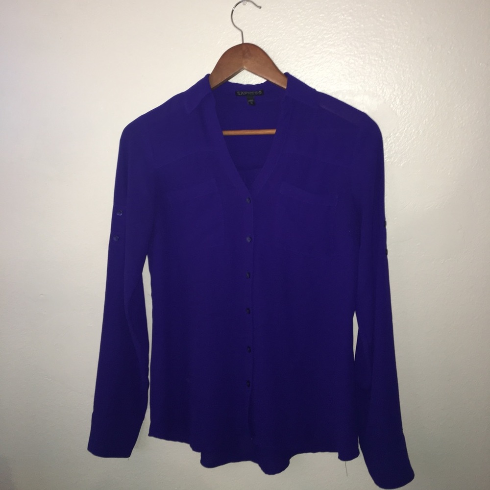 long sleeve purple express button down