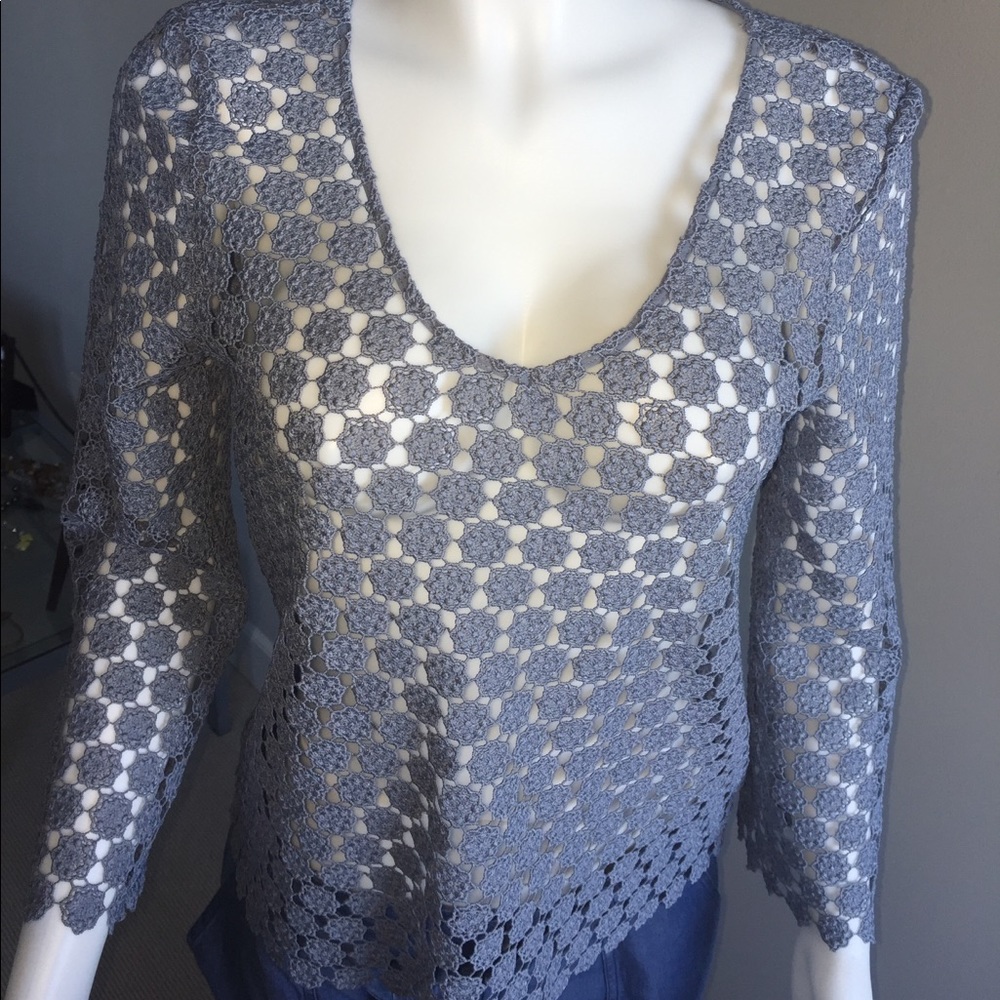 Pastel blue cotton lace top