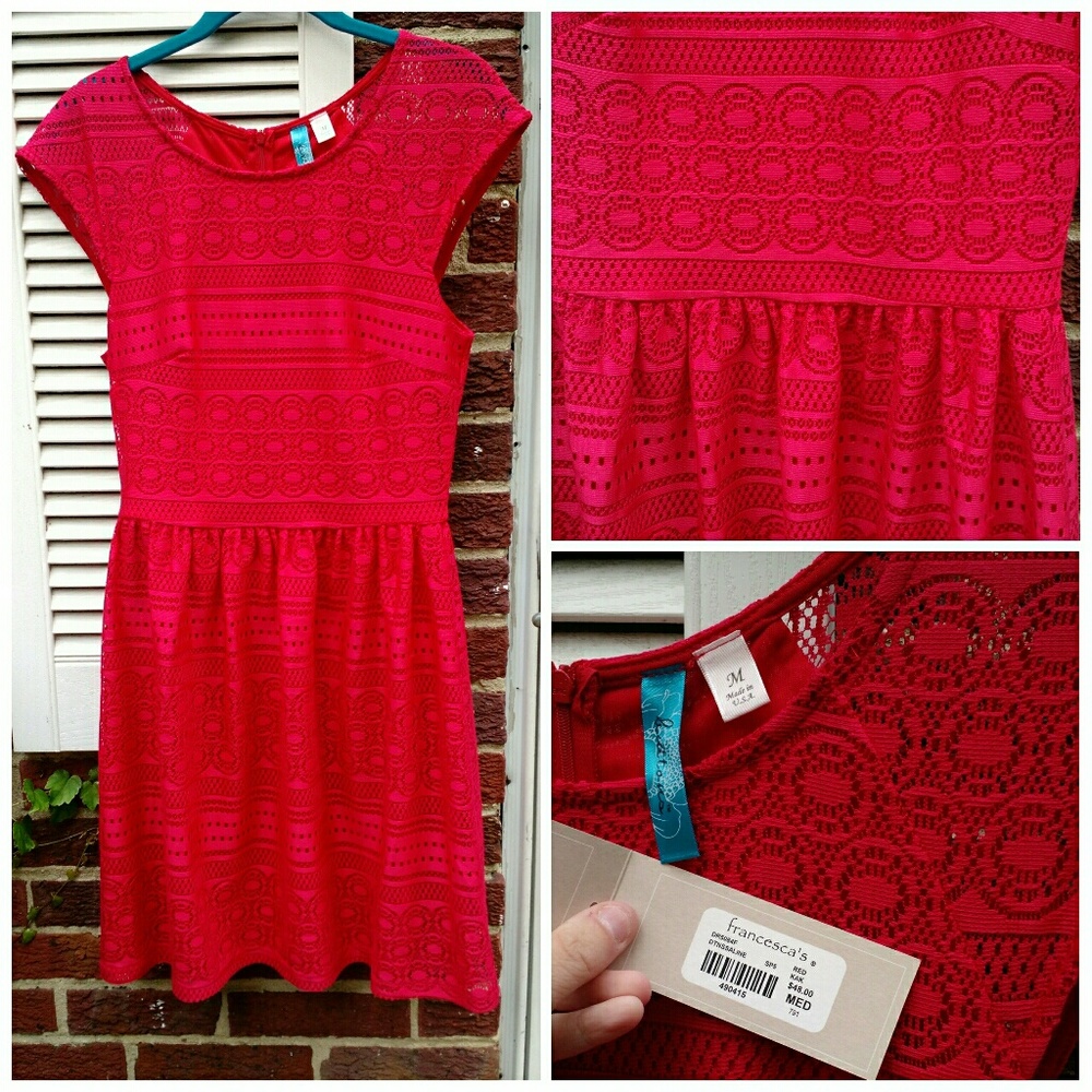 NWT red lace Francesca's dress sz Medium