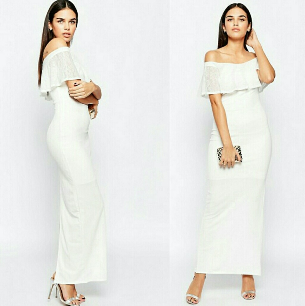 Asos club L white maxi dress