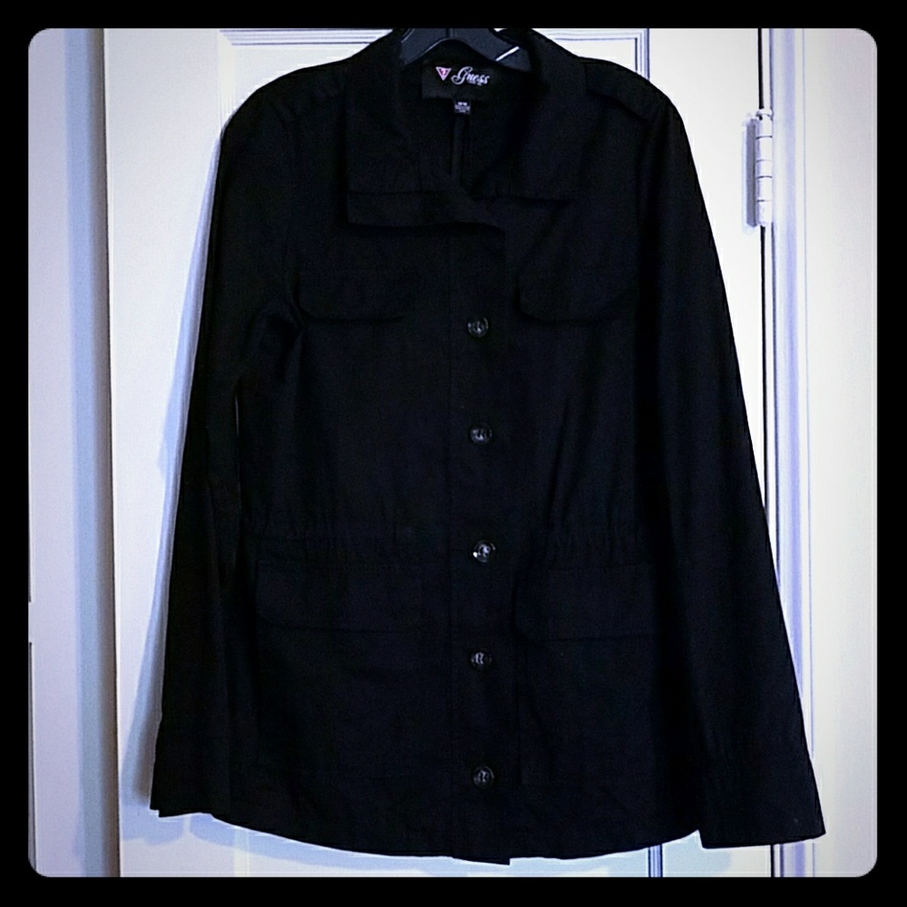 Lightweight Cotton Black Guess Jacket