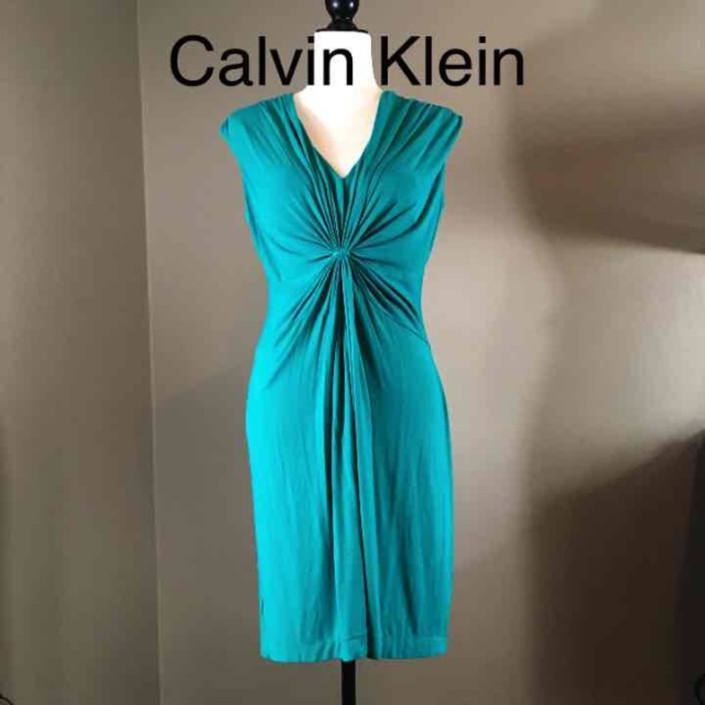 🎀 CALVIN KLEIN Slimming Teal Sun Dress 🎀
