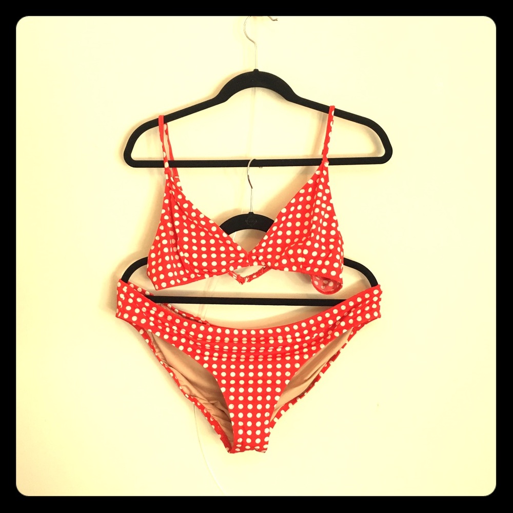 Red polka dot J Crew Bikini NWOT