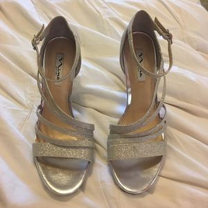 silver sparkly heels