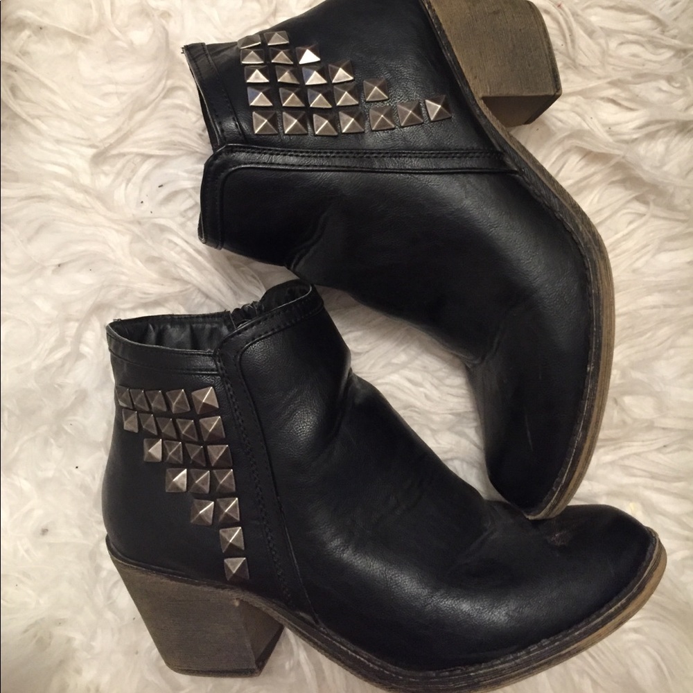 Studded Black Booties