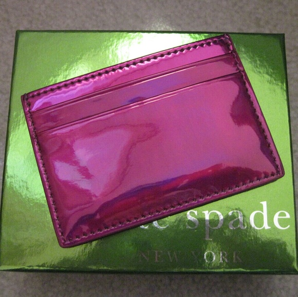 New Kate Spade Iridescent Holographic Card Case - Picture 2 of 5