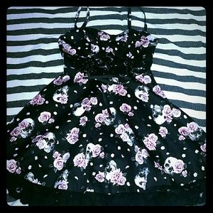 Pink rose edgy skull dress