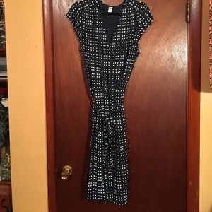 Old Navy Navy Polka Dot Wrap Dress XL Career Cute