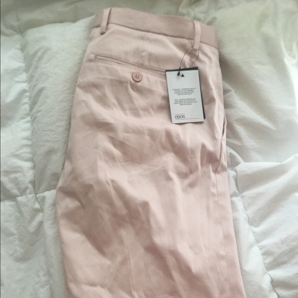 ASOS men's light pink cuffed dress pants