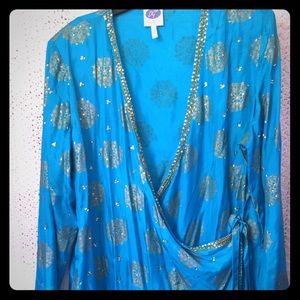 NWT Blue Silk Top