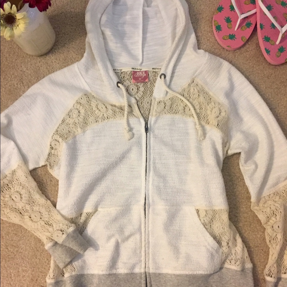 BKE Lounge by Buckle lace zip up hoodie, M