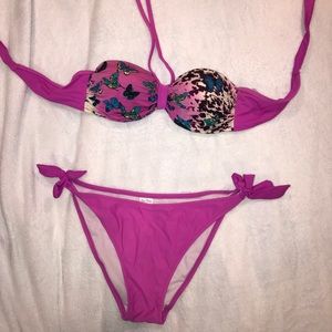 Magenta butterfly print bikini