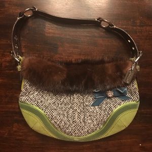 Authentic Coach Mink Trim Shoulder Bag