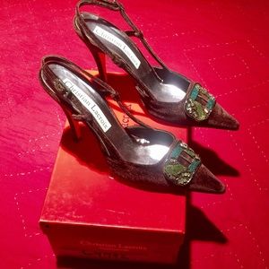 Christian Lacroix Beaded Velvet Pumps With Box