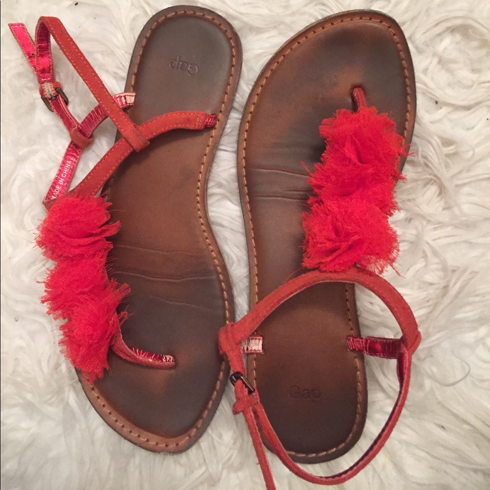 Red, Ruffled Sandals