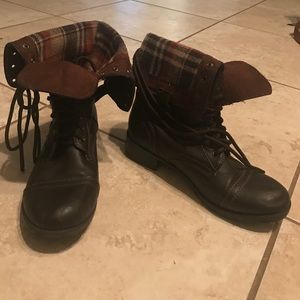 Dark brown combat boots