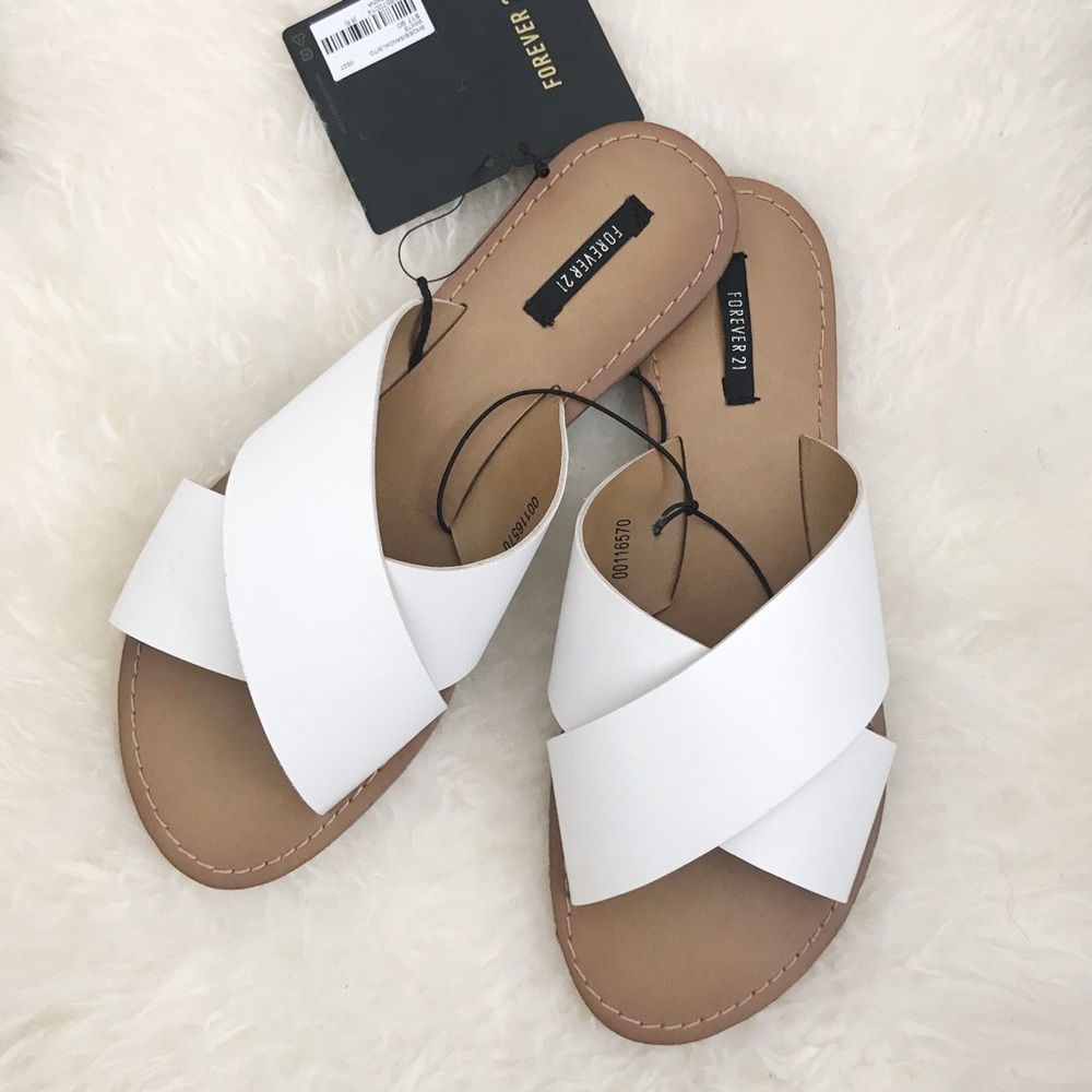 Crisscross Sandal Slides - White