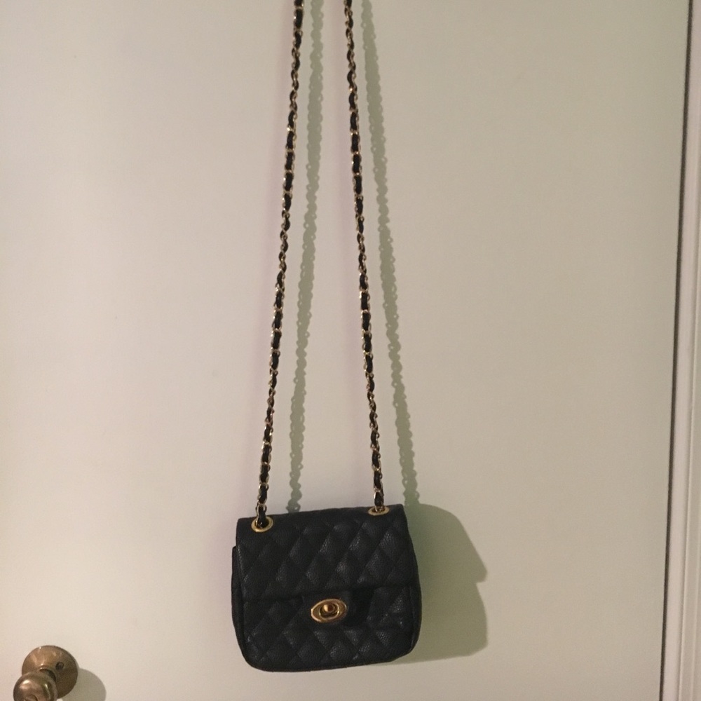 Small black quilted purse