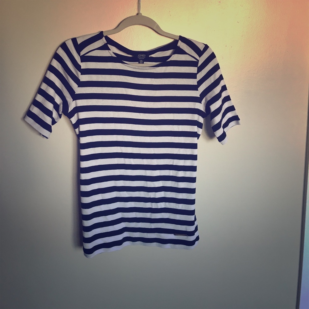  JNY Cotton Nautical Quarter (1/4) Sleeve Top