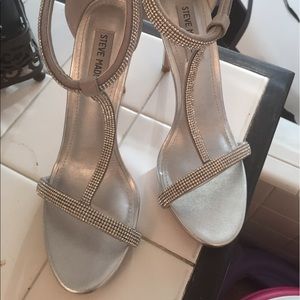 Steve Madden silver rhinestone detailed heels