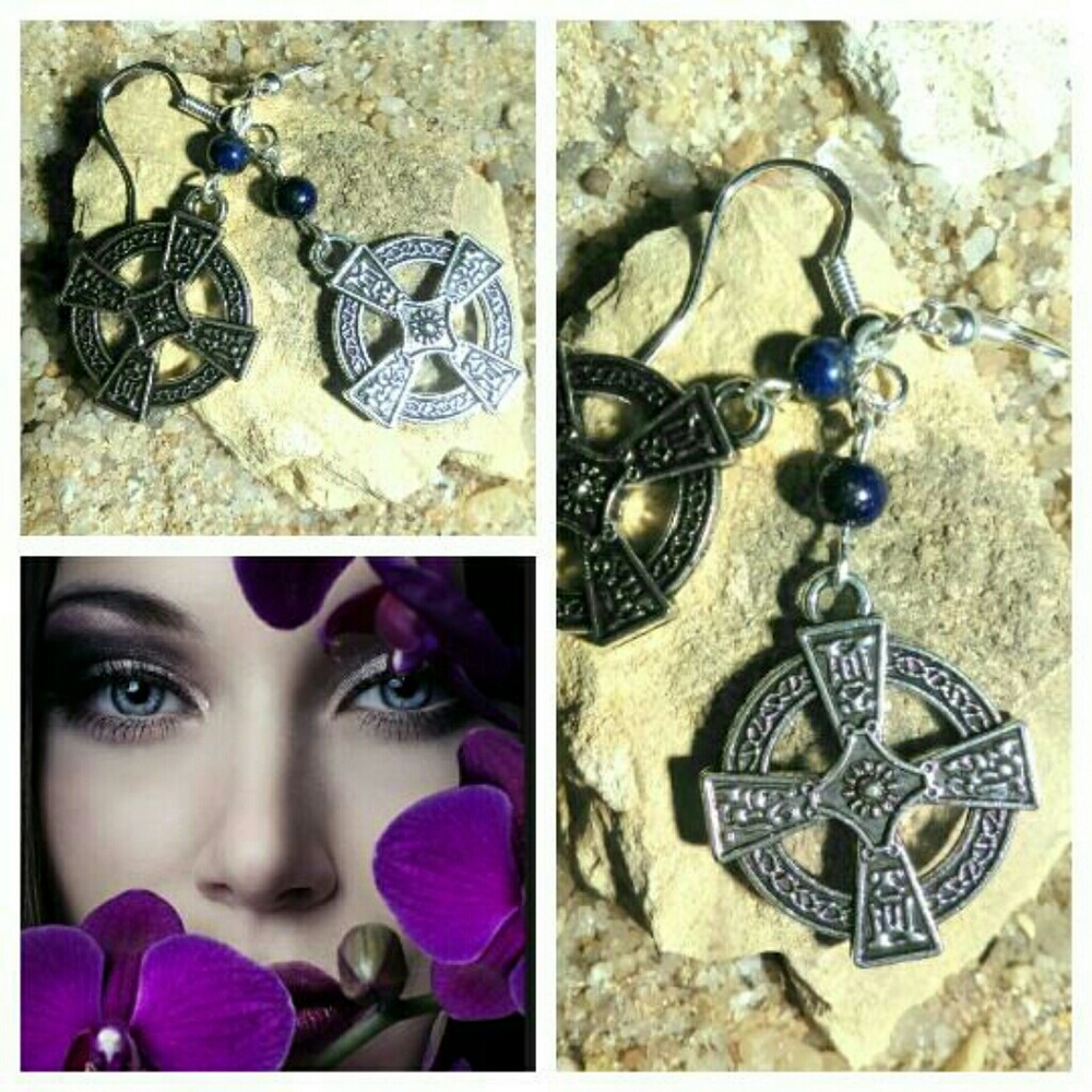 Silver Celtic Cross and Lapis