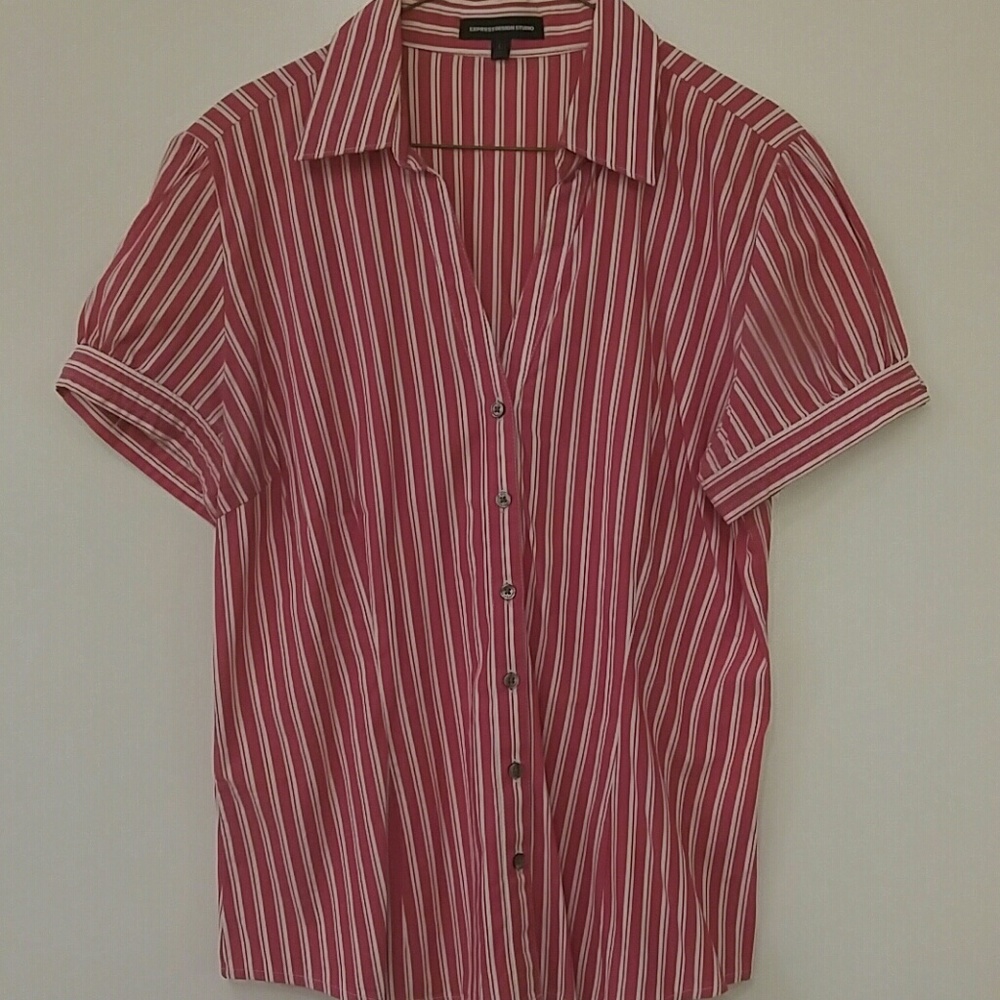 Pink & White Stripe Classic Button-Down (Express)