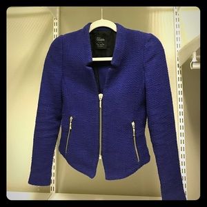 Zara Trafaluc  XS Royal Blue Jacket Blazer Tweed