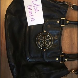 Tory Butch Black Leather Amanda Hobo