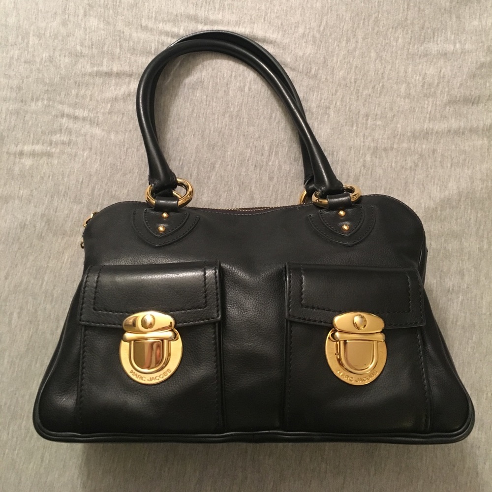 MARC JACOBS Black Blake Calfskin Leather Satchel