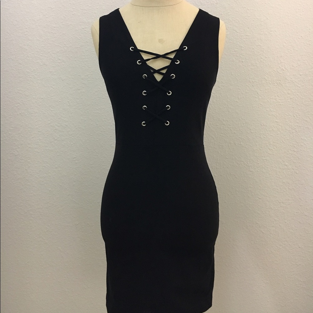 Lace up bodice -- black dress