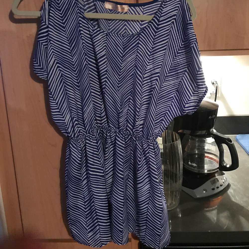 Blue top.