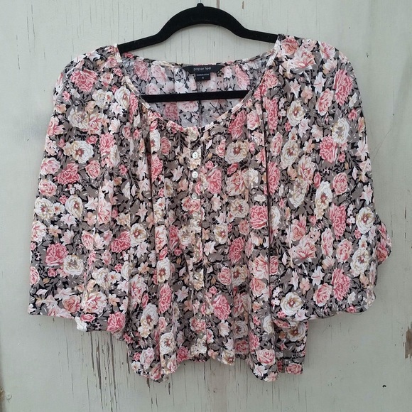 Paper Tee Tops - ♥Floral Cape Button Up Blouse♥