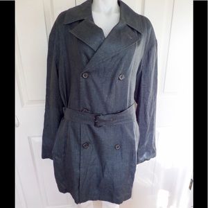 ERMENEGILDO ZEGNA Gray Blue Linen Trench Coat Sz50