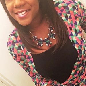 Multi Color Deep v- neck blouse