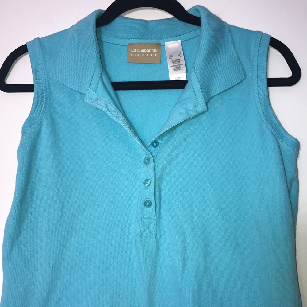Liz Claiborne Lizwear Lt Blue Sleeveless Top - Picture 4 of 7