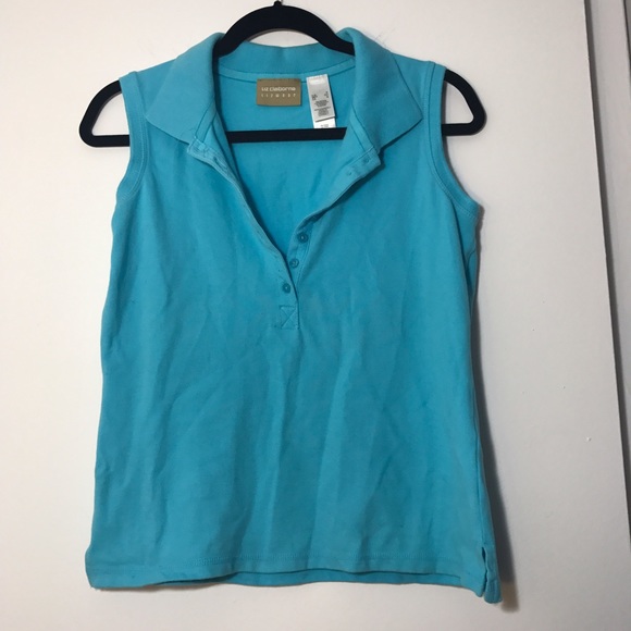 Liz Claiborne Lizwear Lt Blue Sleeveless Top - Picture 2 of 7