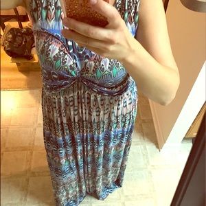 Multicolored Maxi dress with lace detail