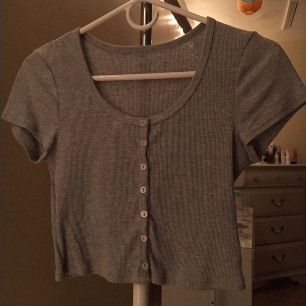 American Apparel Rib Button Crop Top