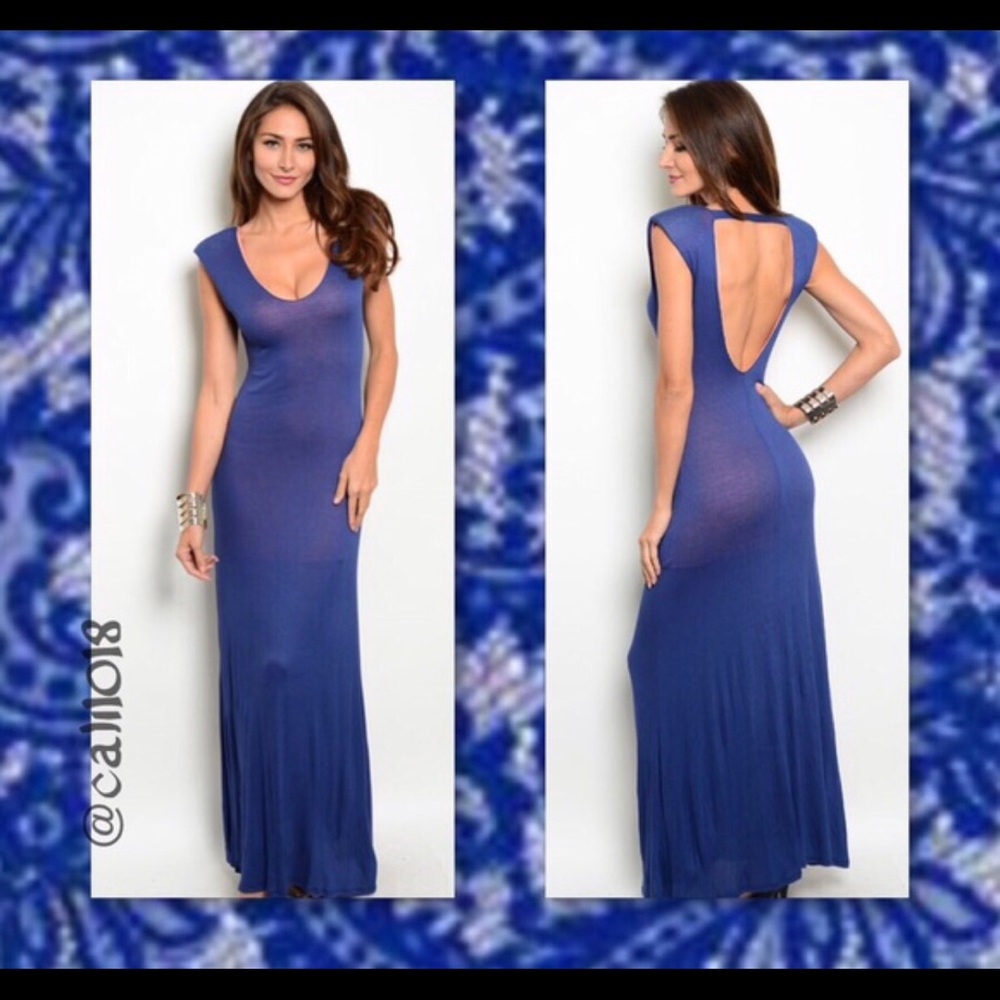 Blue maxi dress w/ orange lining