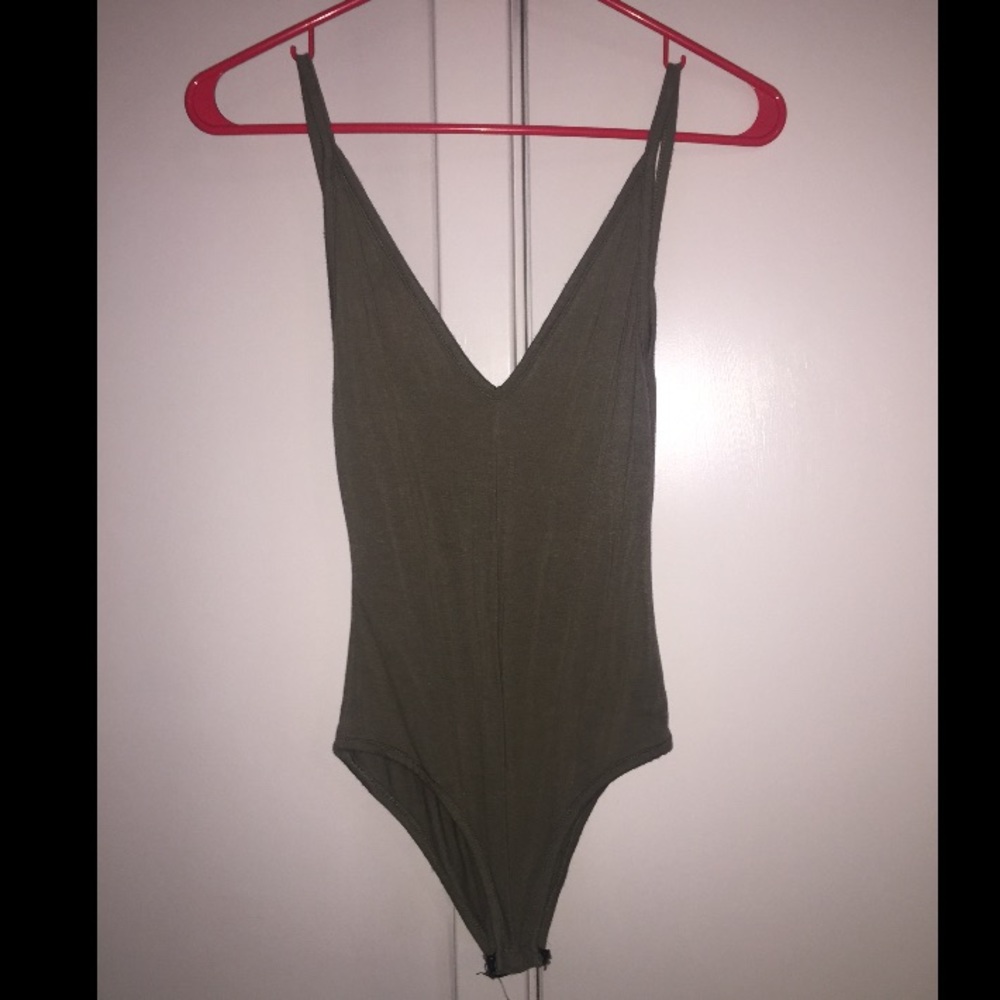 Misguided green spaghetti strap bodysuit, S