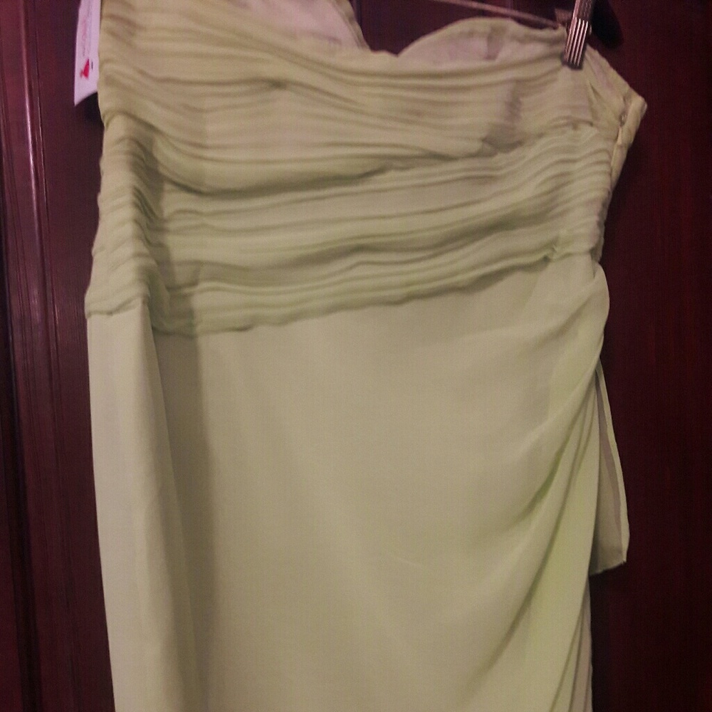 Flirty, strapless, lime dress
