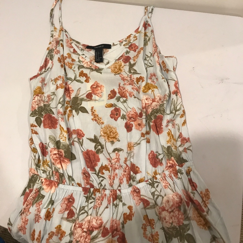 Forever 21 Jumpsuit cami light blue floral romper